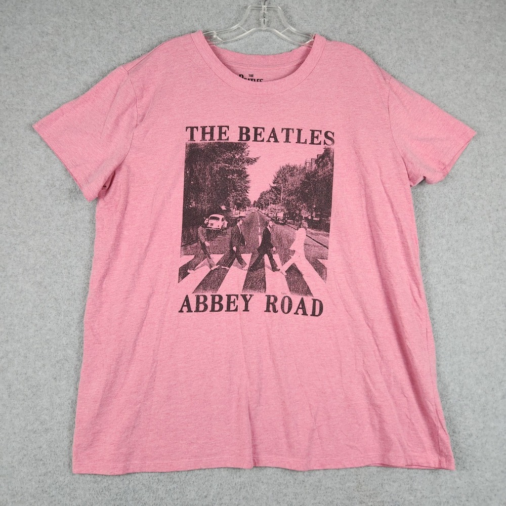 The Beatles Abbey Road Band Rock Tee Shirt Womens XL‎ Pink Short Sleeve Crewneck